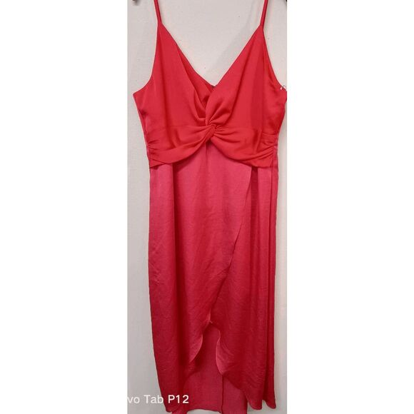 Bar III Women's Twist-Front Two-Tone Midi Dress - Pink Lemonade XS - Picture 2 of 6